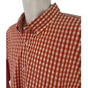 JCPenney Plaid Orange Men’s Long Sleeve Button Down Front Dress Shirt Size 2XLT
